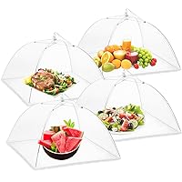 Food Covers for Outside Mesh: 4 Pack 14 Inch Pop Up Fine Fly Net for Fruit - Collapsible Screen Umbrella Food Tent for Outdoor Picnic Party