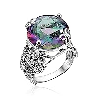 925 Sterling Silver Floral Butterfly Statement Ring With Mystic/White Cubic Zirconia, Unique Design, Dainty Rings, Gifts For Women, Aesthetic Jewelry, Rings For Women, Jewelry For Women, Fine Jewelry