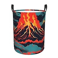 Volcano Round waterproof laundry basket,foldable storage basket,laundry Hampers with handle,suitable toy storage