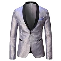 Mens Shiny Gradient Dress Blazer One Button Shawl Lapel Elegant Jacket Casual Party Prom Wedding Banquet Tuxedo