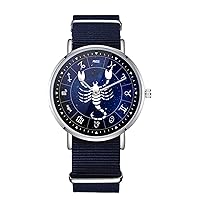 Scorpio Zodiac Sign Design Nylon Watch for Men and Women, Constellation Astrological Theme Wristwatch, Astrology Lover Gift