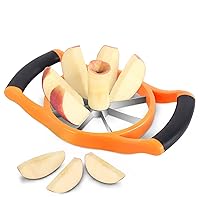 Newness Apple Slicer Corer, 8-Slice [Large Size] Premium Apple Slicer Corer, Cutter, Divider, Wedger, Stainless Steel Easy Grip Fruit Slicer with Sharp Blade for Apples, Pears and More, Orange