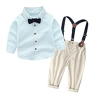 Baby Boy Shirt Set Toddler Boys Long Sleeve Striped Prints T Shirt Tops Pants Child Kids Gentleman (Green, 4-5 Years)