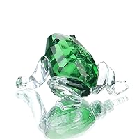 H&D HYALINE & DORA Small Crystal Frog Figurine Collection Paperweight Table Centerpiece Ornament(Green)