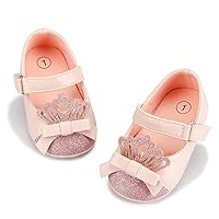 Miamooi Infant Baby Girls Wedding Dress Shoes Bow Ballet Princess Mary Jane Flats Toddler First Walkers Sneaker Newborn Crib Baptism Shoes