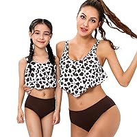 Mommy and Me Swimsuits Floral Print Family Matching Bathing Suit Two Pieces Bikini for Womens Girls Swimwear Rashguard Set