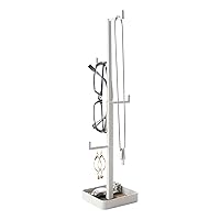 YAMAZAKI Home Tower Jewelry Display Stand Accessory Tree Organizer For Rings Necklaces Watch Earrings Or Glasses Storage - Steel