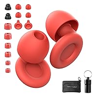 Ear Plugs for Sleeping Noise Reduction Reuseable, Concerts, Focus, Travel, Work, High Fidelity – 7 Pairs Eartips – Flexible Soft – Touch – NRR of 24 and 27 dB Noise Cancelling (Red)