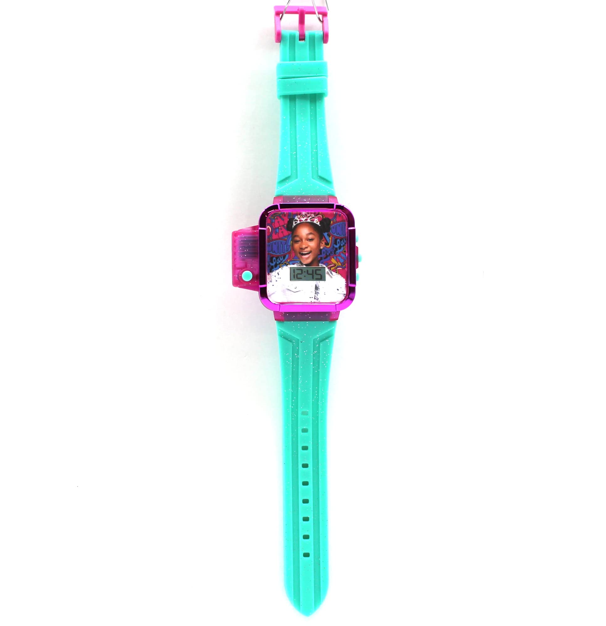 Accutime Kids Nickelodeon That Girl Lay Lay Hot Pink Digital LCD Quartz Wrist Watch with Flashlight, Turquoise Green Strap for Girls, Boys, Kids (Model: LAY4030AZ)