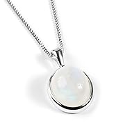 HENRYKA 925 Sterling Silver & Natural Gemstone Classic Oval Necklace | Minimal Pendant | Birthstone Gifts | Hypoallergenic Women's Jewellery with Gift Box