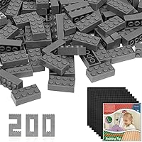 Classic Building Bricks with 32x32 Baseplates, 1200 Piece 2x4 Building Blocks STEM Creative Building Toys with 8 Pack of Black Color Baseplates for Kids Age 6+