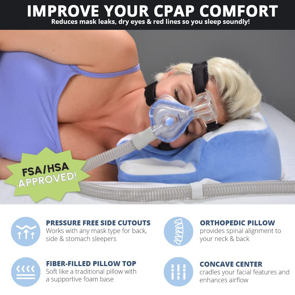 Contour CPAP Pillow 2.0 - Orthopedic Bed Pillow with Built in Cervical Neck Support for Side or Back Sleeper
