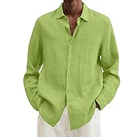 Men's Casual Button Down Shirt Business Long Sleeve Dress Shirt Solid Wrinkle Free Loose Fit Beach Shirts Blouses