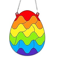 Easter Craft Kit for Kids Easter Egg Stained Glass Kit DIY Suncatcher Arts Crafts Hanging Window Decoration Egg Sticker Glass Made Easy Activity for Girl Boy Home Classroom Indoor Game Favors