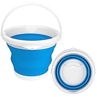Collapsible Mop Bucket and Ice Bucket-5L(1.3 Gallon) Household Cleaning Silicone Dust Mops Bucket, Portable Bathroom Cleaning Supplies Bucket for Cleaning Caddy Spin Mops for Floor Blue
