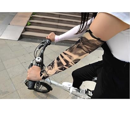 HOVEOX 20pcs Temporary Tattoo Arm Sleeves Arts Fake Slip on Arm Sunscreen Sleeves Body Art Stockings Protector -Designs Tribal, Tiger, Dragon, Skull, and Etc Unisex Stretchable Cosplay Accessories