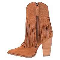 Dingo Womens Crazy Train Fringe Embroidery Pointed Toe Casual Boots Ankle High Heel 3