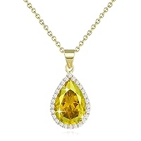 Diamond Teardrop Pendant Necklaces for Women Crystals Birthstone Costume Jewelry Gifts for Women，Gold Plated 17.92 + 1.97 inch Chain