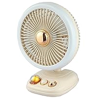 Desk Fan with LED Light, Variable Speed Quiet Air Flow, Rechargeable Battery Operated (Beige)