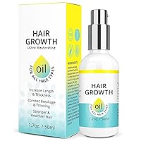 Hair Growth Serum Women: Hair Growth Oil for Hair Loss and Thinning - Made in the USA - Castor Oil & Rosemary Oil for Hair Growth for Thicker Longer & Stronger Hair (50ml)