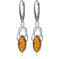Ian and Valeri Co. Amber Sterling Silver Marquise Dangle Leverback Earrings