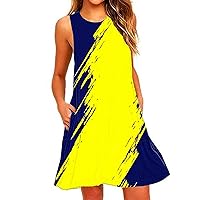 Women's Summer Sleeveless Beach Dresses Loose Tie Dye Plus Size Swing Sundress Casual Tank Swing Dress 2024 Fashion
