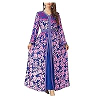 Autumn Winter Print Fleece Caftan Luxury Party Muslim 2 Piece Set Women's Dress Evening Dresses Arab Gown