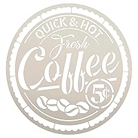 Quick and Hot Coffee 5 Cents Stencil by StudioR12 | Craft DIY Cafe Home Decor | Paint Coffee Bar Wood Sign | Reusable Mylar Template | Select Size (15 inches x 15 inches)