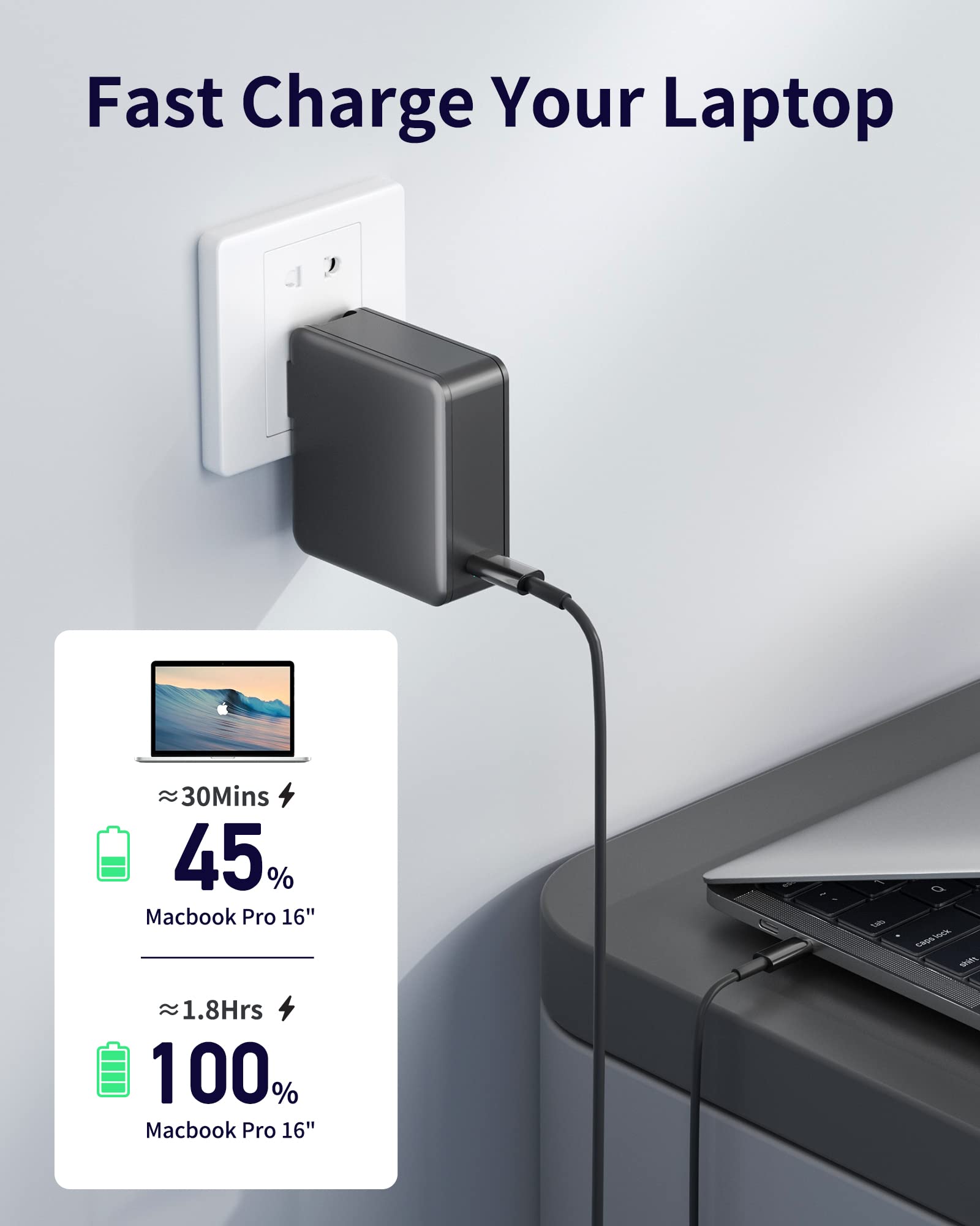 Mua 100W USB C Charger for MacBook Pro 16, 15, 14, 13 inch 2021, 2020,  2019, 2018, New MacBook Air, iPad Pro, Type C Thunderbolt Laptops Foldable  Power Adapter with 6ft USB