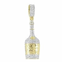 1.50 CT Round Cut Pave Set VVS1 Diamond Men's Hennessy Cognac Bottle Pendant Charm 14K Yellow Gold Over Sterling Silver for Festival Day Gift