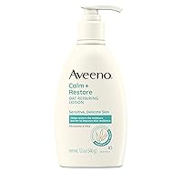 Aveeno Calm + Restore Oat Repairing Body Lotion for Sensitive Skin, Daily Moisturizer with Prebiotic Oat, Aloe & Pro-Vitamin B5 Helps Restore Skin's Moisture Barrier, Fragrance Free, 12 oz