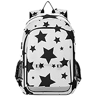 ALAZA Abstract Black Stars Different Size on White Backpack Daypack Bookbag