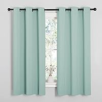 NICETOWN Aqua Blue Room Darkening Curtains for Kitchen, Window Treatment Thermal Insulated Solid Grommet Curtains/Drapes Bedroom (Set of 2, 42 inches Wide by 63 Long)