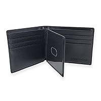 Mens Vegan Leather Bifold Wallet, RFID Protection, Faux Leather Credit Card Holder (Center Flap Black)