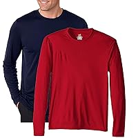 Hanes Performance Men's Long-Sleeve T-Shirt,Navy/deep red,XL