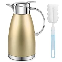 61oz Coffee Carafe Airpot Insulated Coffee Thermos Urn Stainless Steel Vacuum Thermal Pot Flask Dispenser for Coffee, Hot Water, Tea, Hot Beverage - Keep 12 Hours Hot, 24 Hours Cold (Gold) …