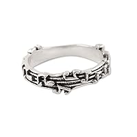 NOVICA Artisan Handmade .925 Sterling Silver Band Ring Musical Notes Stone India Dance 'Silver Notes'