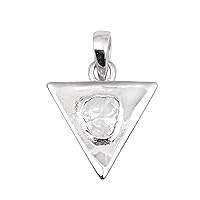 0.50 CTW Natural Diamond Triangle Solitaire Pendant 925 Sterling Silver Platinum Plated Slice Diamond Jewelry