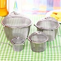 Chained Lid Spice Seasoning Bag Mesh Ball Shape Tea Filter Basket Infuser Tea Strainer Stainless Steel Kitchen Tools by Xiaolanwelc-Set of 4PCS