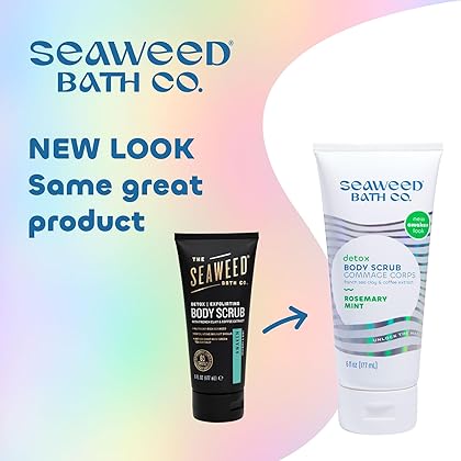 Seaweed Bath Co. Detox Body Scrub, Rosemary Mint Scent, 6 Ounce, Sustainably Harvested Seaweed, French Sea Clay, Coffee Extract