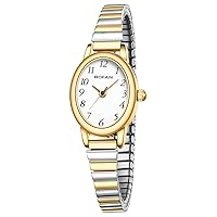 Small Gold Watches for Women Easy Read Ladies Quartz Wrist Watches with Gold Silver Stainless Steel Expansion Band,Waterproof.（6.10in-6.89in）
