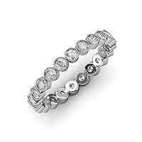 Round Lab Grown Diamond Bezel Set Milgrain Women Eternity Ring Stackable 1.12 ctw-1.26 ctw 14K Gold