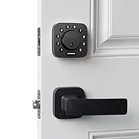 U-Bolt Z-Wave with Door Handle Push Pull Set, Front Door Lock Set, Black