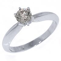 14k White Gold .50 Carats Solitaire Brilliant Round Diamond Engagement Ring
