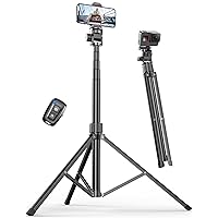 Pnitri 71'' Phone Tripod Stand, Extendable Reinforced Aluminum Phone Stand with Wireless Remote, Stable Cellphone Tripod Compatible with iPhone 15/14/13 Galaxy S23/S22 Huawei.