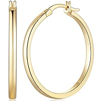 14K Gold Hoop Earrings for Women 14K Gold Earrings Lightweight Gold Hoop Women Earrings 30mm