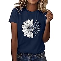 Women's Cute Sunflower Summer Tops Blouses Tee Shirts Short Sleeve 2024 Casual T Shirts Loose Fit Ladies Summer Tunic
