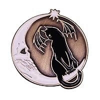 Cute Gothic Halloween Gifts Metal Enamel Pin Bat Cat Moon Skull Animal Brooch