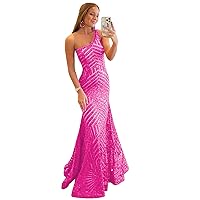One Shoulder Sequin Mermaid Prom Dresses for Teens Long Sparkly Sequin Formal Party Dress