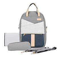 Diaper Backpack for Mom Daily Outing, Baby Bags for Mom USB Charging Port with Changeable Stroller Straps, Diaper Pad & Extra Bottle Cooler (Gray)